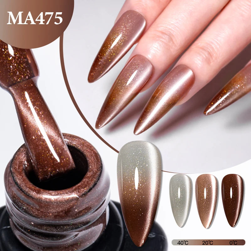 Thermal Glitter Cat Magnetic Gel Nail Polish Sparkling Auroras Glitter Magnetic Gel Soak Off UV LED Gel Vanrish Manicure Nails