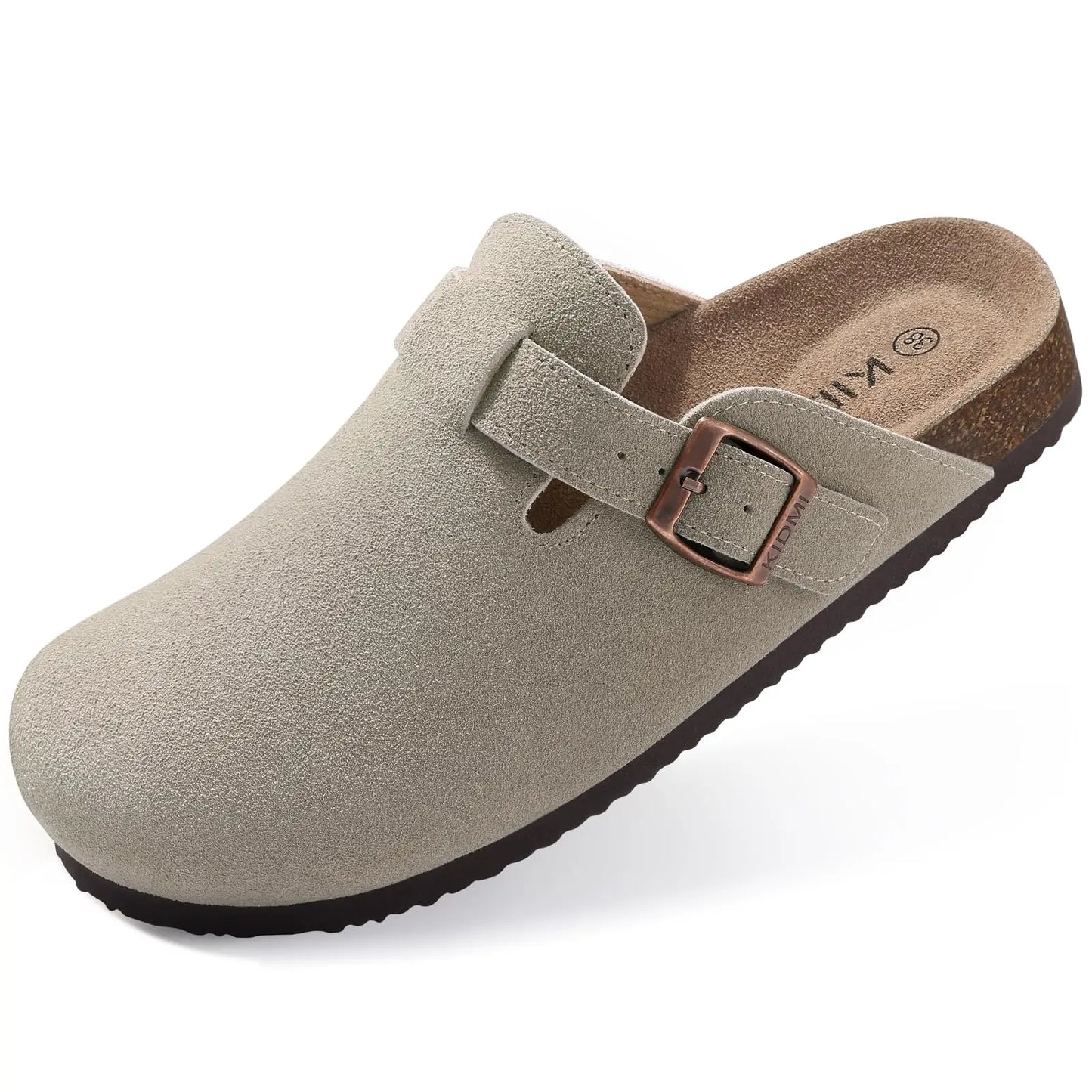 Shevalues New Genuine Clogs For Women Men Buckle Suede Clogs with Arch Support Soft Cork Footbed Mules Shoes Thick Beach Sandals
