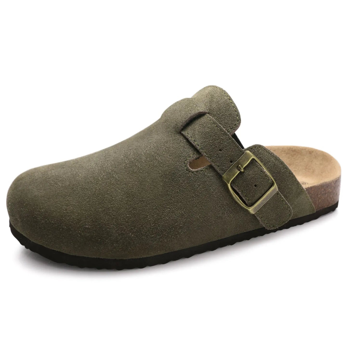 Shevalues New Genuine Clogs For Women Men Buckle Suede Clogs with Arch Support Soft Cork Footbed Mules Shoes Thick Beach Sandals