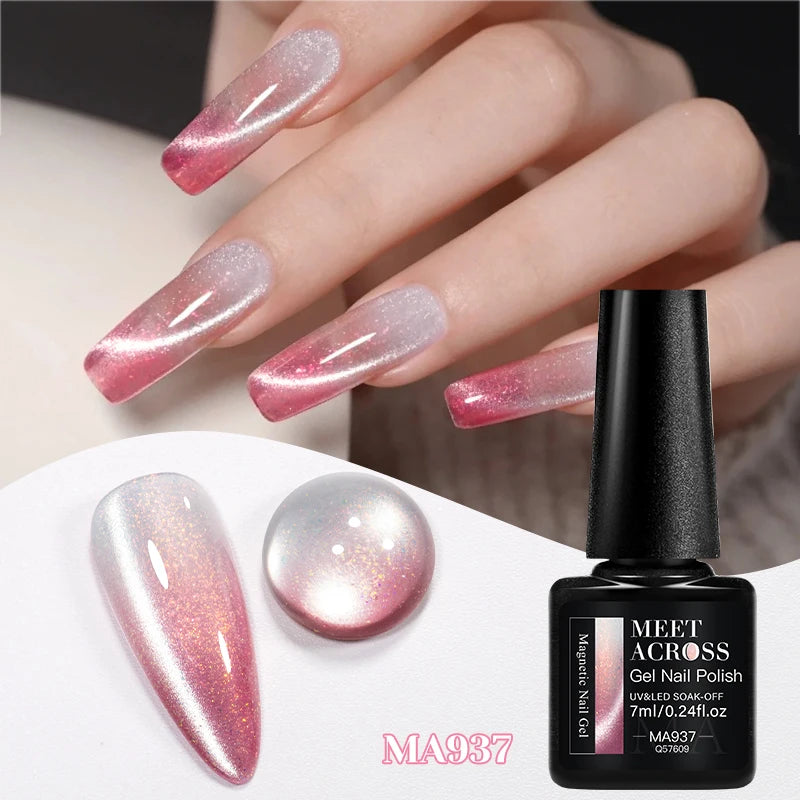 Thermal Glitter Cat Magnetic Gel Nail Polish Sparkling Auroras Glitter Magnetic Gel Soak Off UV LED Gel Vanrish Manicure Nails
