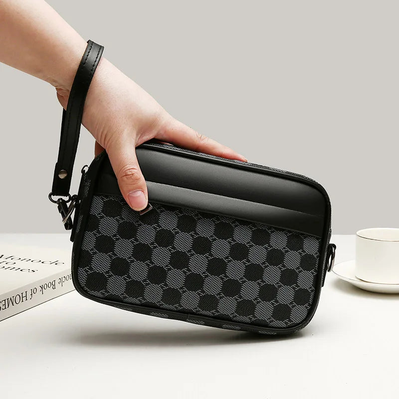 Top-quality PU Leather Men Waist Packs Business Crossbody Bags for Male Fashion Travel Storage Phone Shoulder Bags Clutch Bag