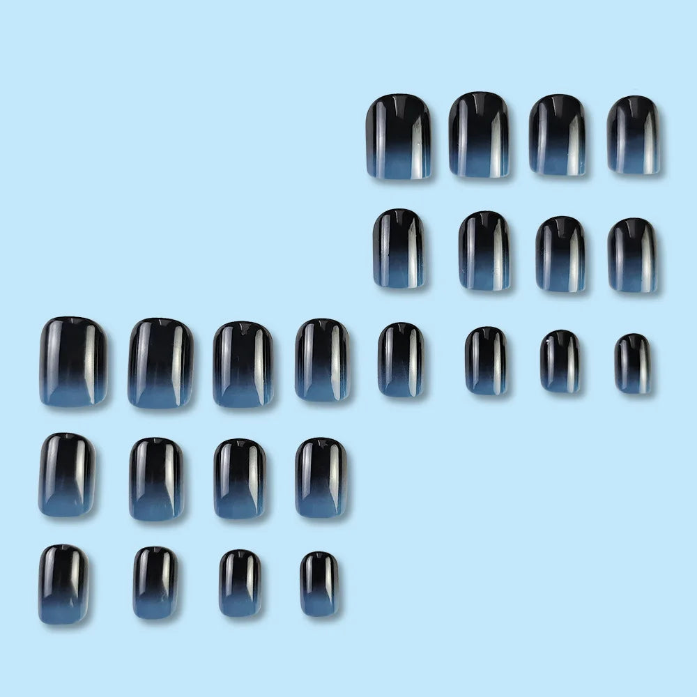 24pcs/set short square fake nails for women girls faux ongles fashion glitter geometric flowers design press on false nail kit