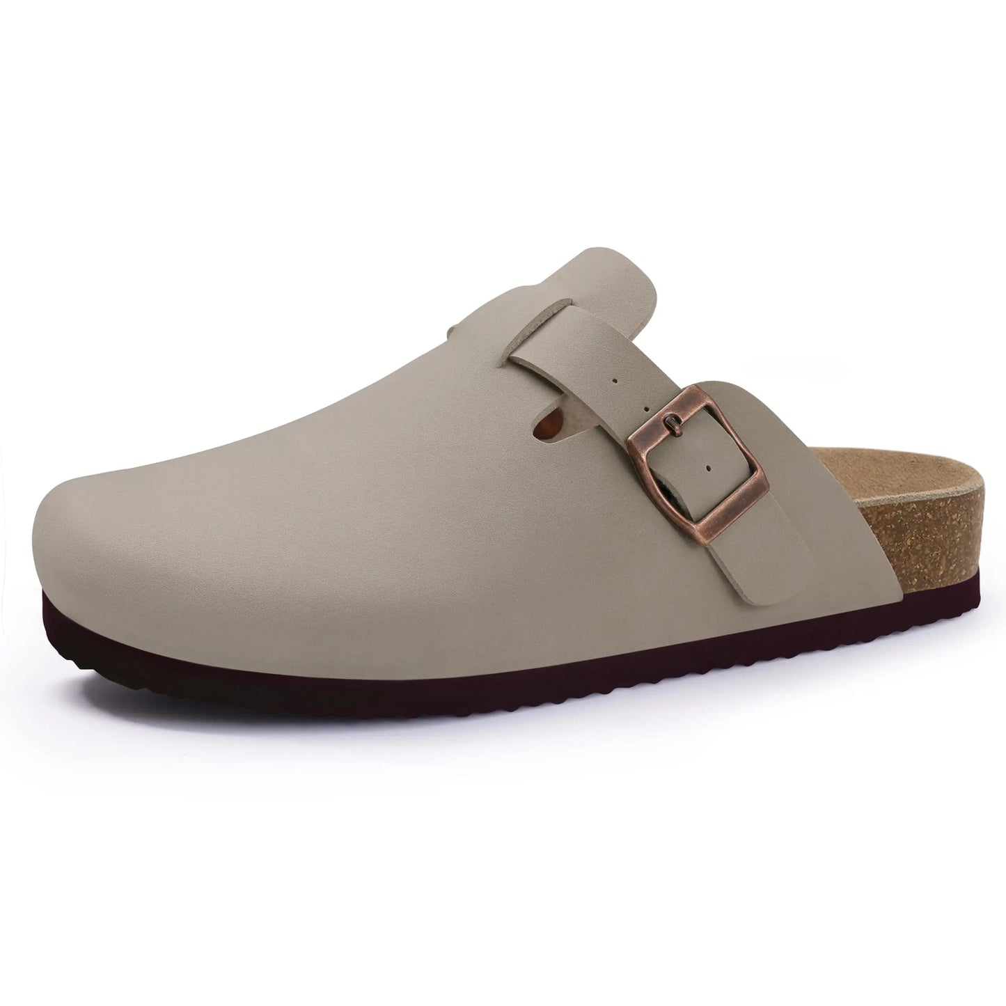 Shevalues New Genuine Clogs For Women Men Buckle Suede Clogs with Arch Support Soft Cork Footbed Mules Shoes Thick Beach Sandals
