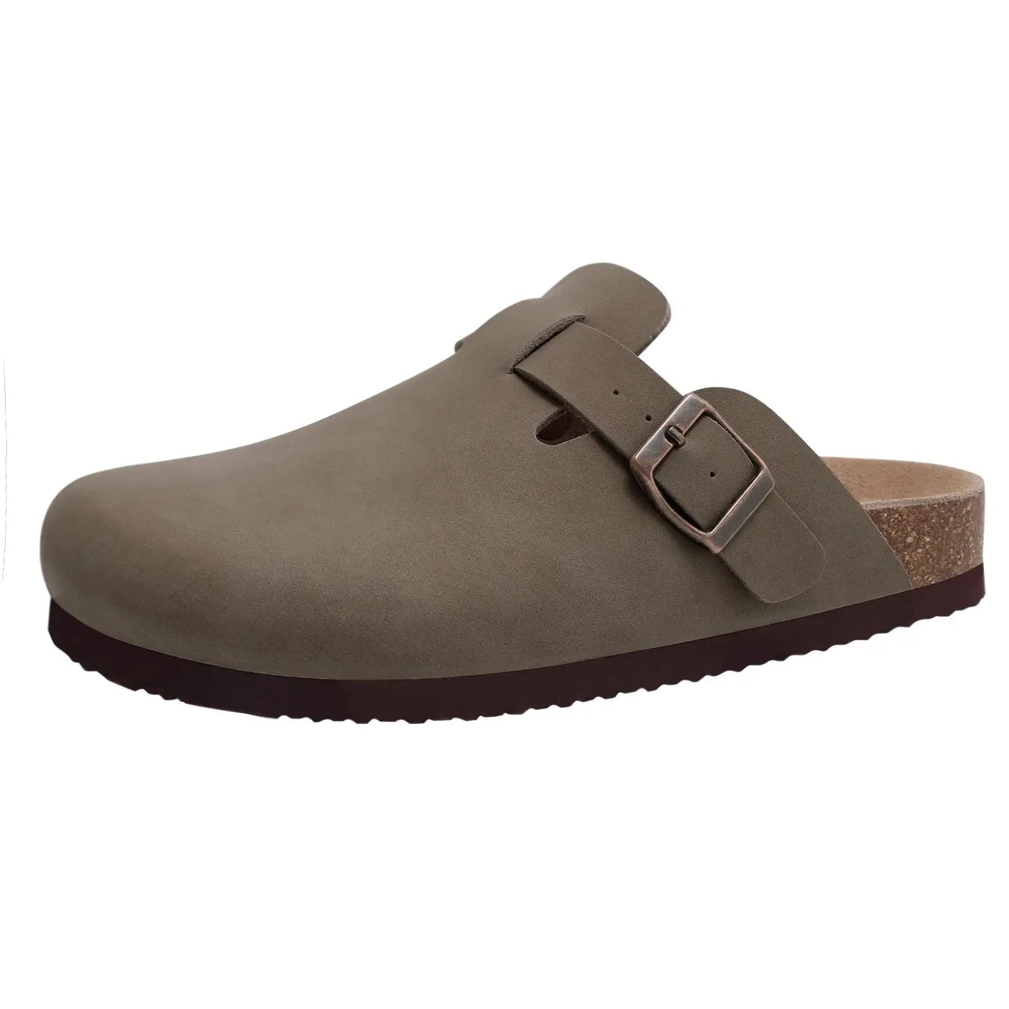 Shevalues New Genuine Clogs For Women Men Buckle Suede Clogs with Arch Support Soft Cork Footbed Mules Shoes Thick Beach Sandals