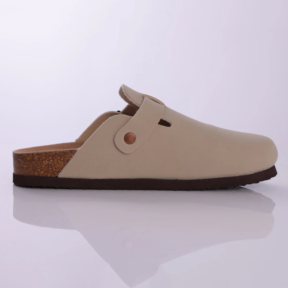 Shevalues New Genuine Clogs For Women Men Buckle Suede Clogs with Arch Support Soft Cork Footbed Mules Shoes Thick Beach Sandals