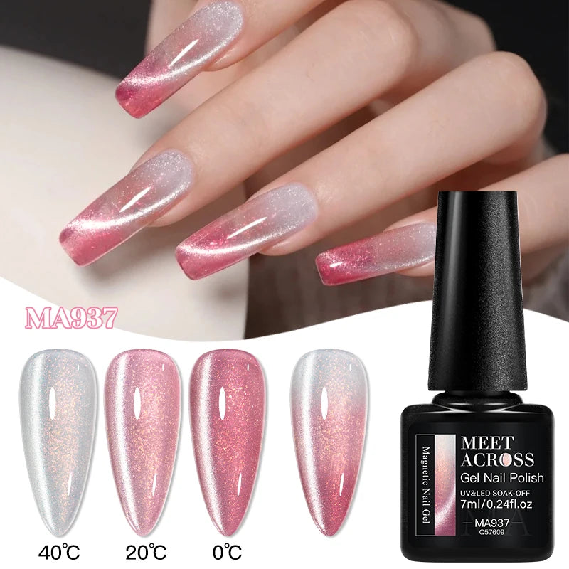Thermal Glitter Cat Magnetic Gel Nail Polish Sparkling Auroras Glitter Magnetic Gel Soak Off UV LED Gel Vanrish Manicure Nails