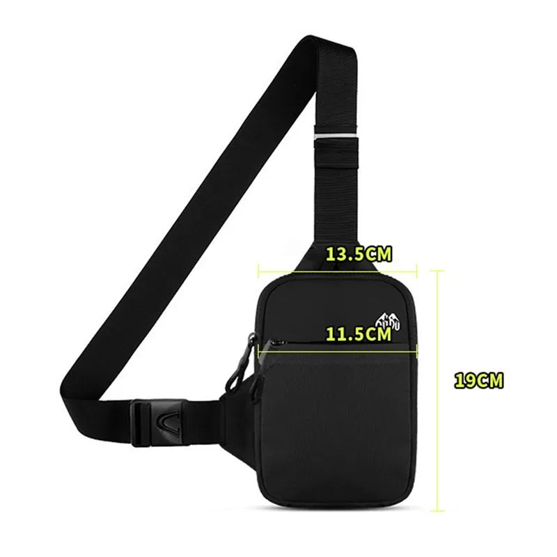 Casual Men Shoulder Chest Bag Nylon Waterproof Outdoor Sport Running Cycling Belt Bag Large Capacity Travel Phone Pouch Bag