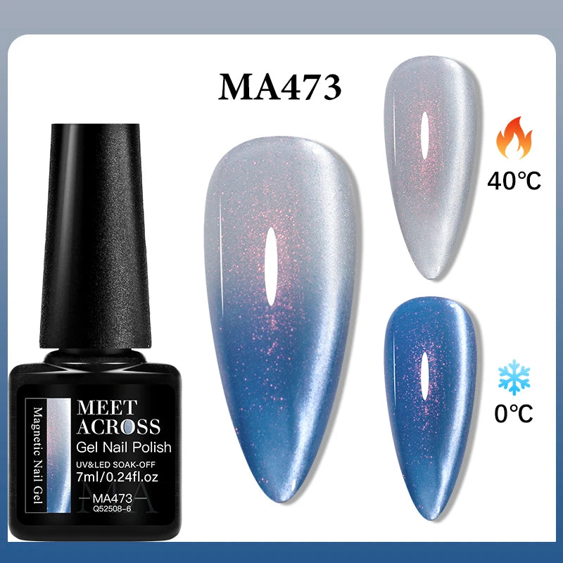 Thermal Glitter Cat Magnetic Gel Nail Polish Sparkling Auroras Glitter Magnetic Gel Soak Off UV LED Gel Vanrish Manicure Nails