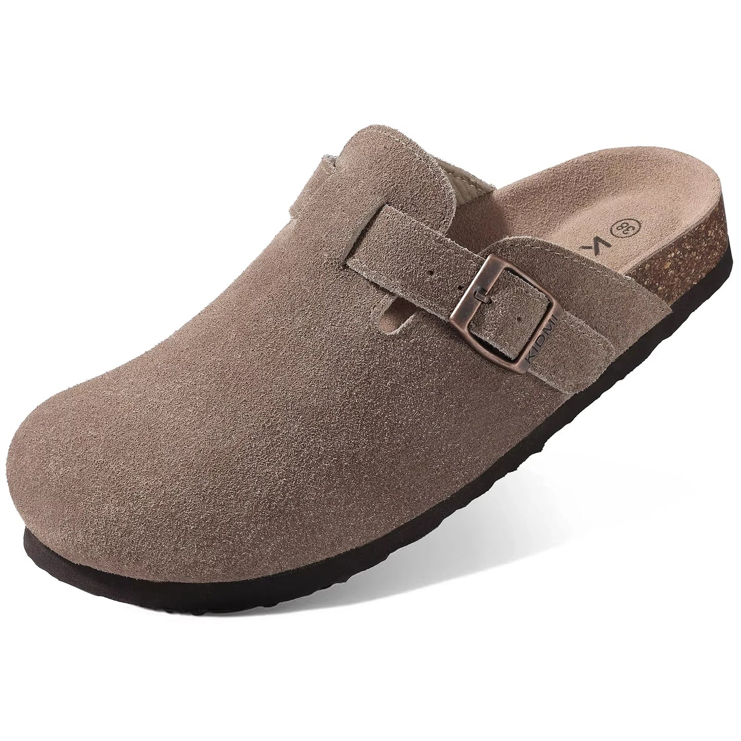 Shevalues New Genuine Clogs For Women Men Buckle Suede Clogs with Arch Support Soft Cork Footbed Mules Shoes Thick Beach Sandals