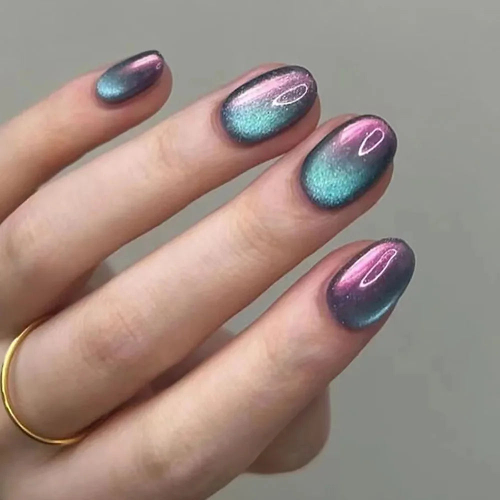 24pcs/set short square fake nails for women girls faux ongles fashion glitter geometric flowers design press on false nail kit