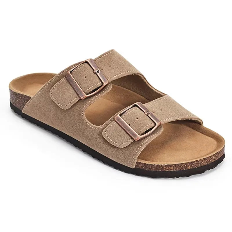 Shevalues New Genuine Clogs For Women Men Buckle Suede Clogs with Arch Support Soft Cork Footbed Mules Shoes Thick Beach Sandals