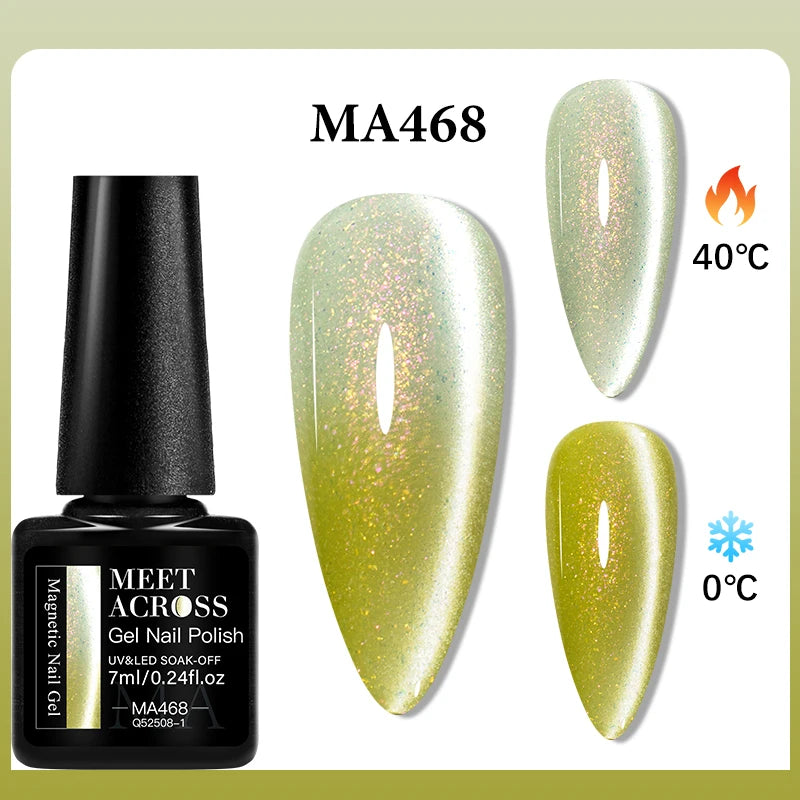 Thermal Glitter Cat Magnetic Gel Nail Polish Sparkling Auroras Glitter Magnetic Gel Soak Off UV LED Gel Vanrish Manicure Nails