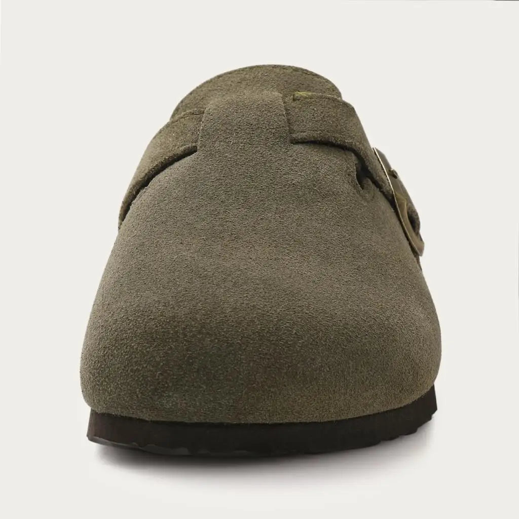Shevalues New Genuine Clogs For Women Men Buckle Suede Clogs with Arch Support Soft Cork Footbed Mules Shoes Thick Beach Sandals