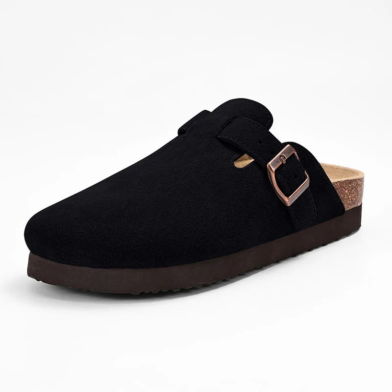 Shevalues New Genuine Clogs For Women Men Buckle Suede Clogs with Arch Support Soft Cork Footbed Mules Shoes Thick Beach Sandals