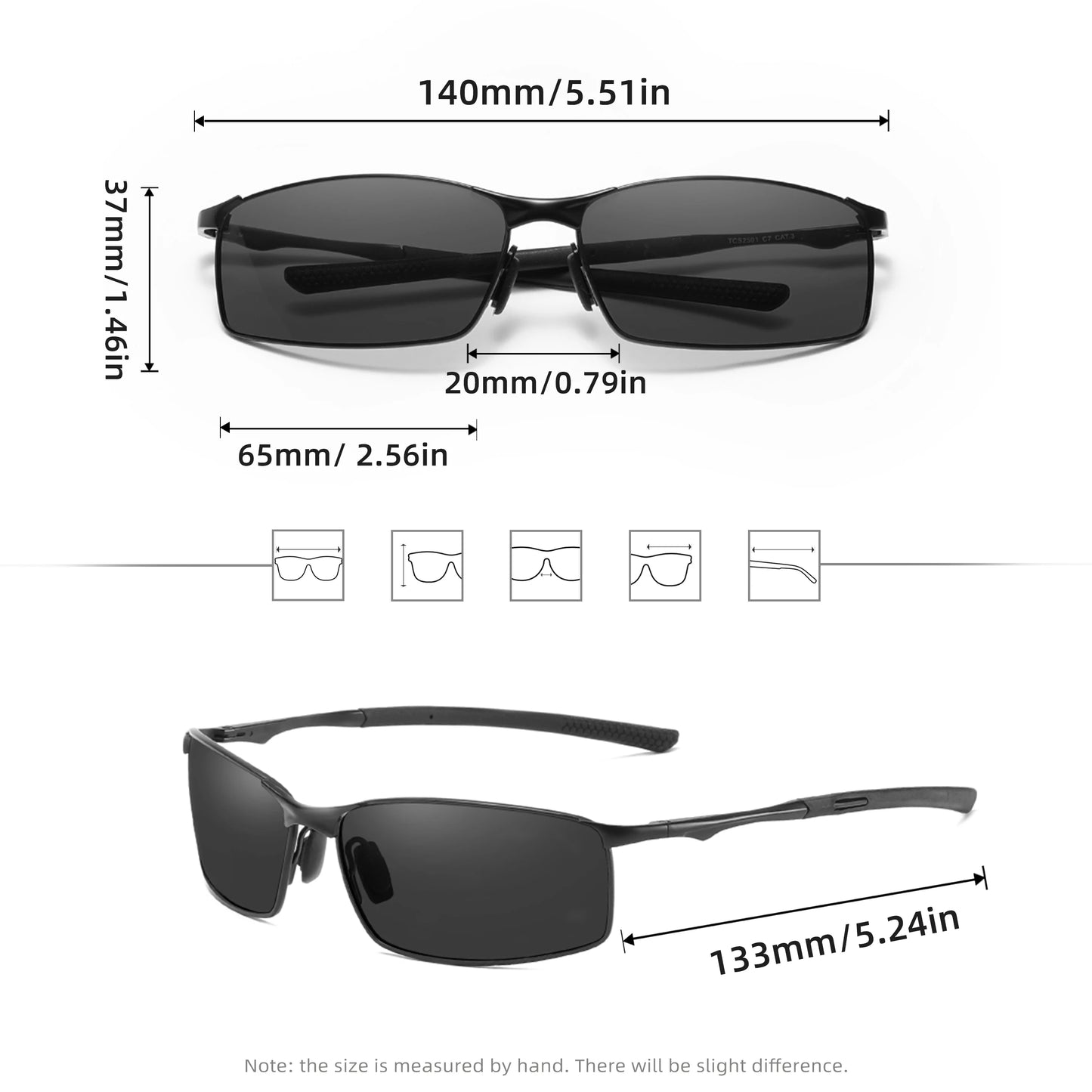 Fashion Rectangle Sunglasses Polarized UV400 Parsnip Glasses For Men Women Driving Fishing Casual Eyewear