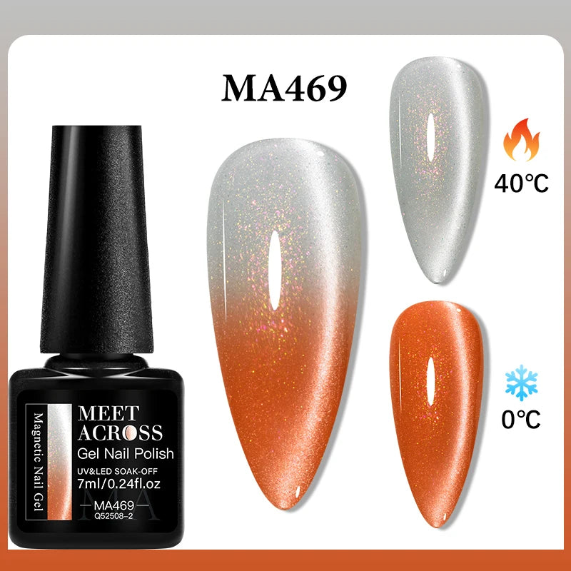 Thermal Glitter Cat Magnetic Gel Nail Polish Sparkling Auroras Glitter Magnetic Gel Soak Off UV LED Gel Vanrish Manicure Nails