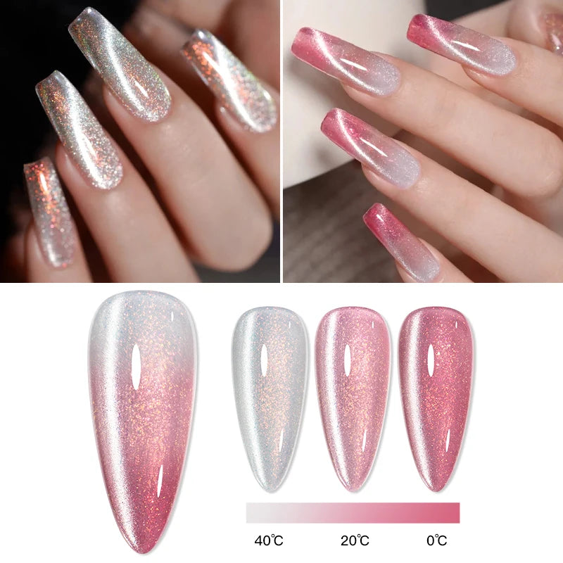 Thermal Glitter Cat Magnetic Gel Nail Polish Sparkling Auroras Glitter Magnetic Gel Soak Off UV LED Gel Vanrish Manicure Nails