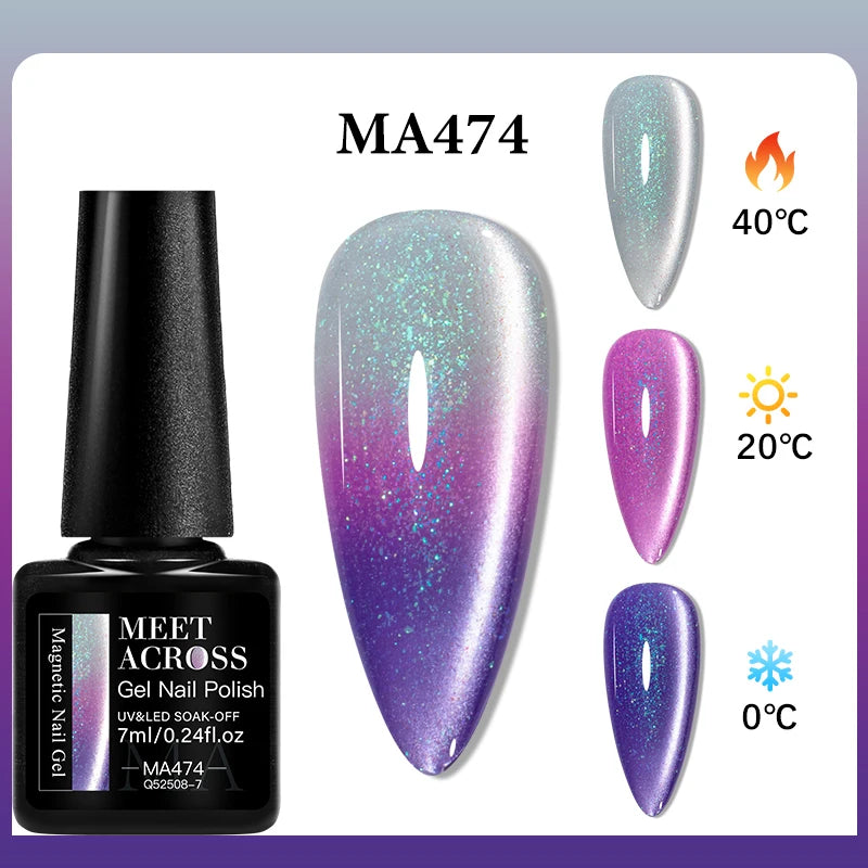 Thermal Glitter Cat Magnetic Gel Nail Polish Sparkling Auroras Glitter Magnetic Gel Soak Off UV LED Gel Vanrish Manicure Nails