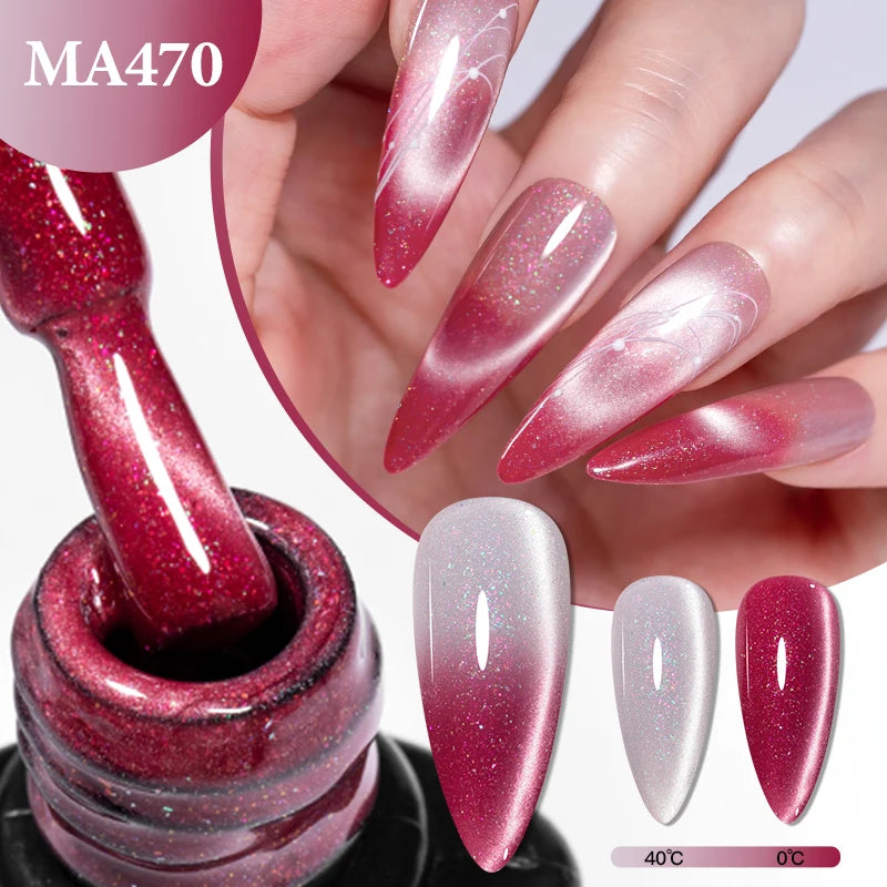 Thermal Glitter Cat Magnetic Gel Nail Polish Sparkling Auroras Glitter Magnetic Gel Soak Off UV LED Gel Vanrish Manicure Nails