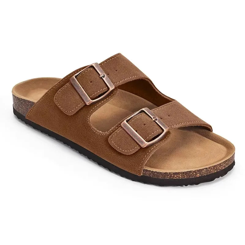 Shevalues New Genuine Clogs For Women Men Buckle Suede Clogs with Arch Support Soft Cork Footbed Mules Shoes Thick Beach Sandals